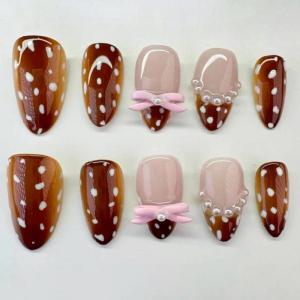 image:imageBABALAL Press on Nails Almond Medium Fake Nails Blue Glue on Ombre Flower Design Supplies Art 24Pcs Glossy Acrylic False Nails for Women GirlsBNYA113