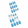 image:imageBABALAL Press on Nails  Almond Medium Fake Nails Glue on Blue French Tip Heart Print Rhinestone Bling Luxury False Nails 24Pcs Matte Valentines Manicure01A021