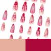 image:imageBABALAL Press on Nails  Almond Medium Fake Nails Glue on Blue French Tip Heart Print Rhinestone Bling Luxury False Nails 24Pcs Matte Valentines Manicure01A005