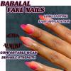 image:imageBABALAL Press on Nails  Almond Medium Fake Nails Glue on Blue French Tip Heart Print Rhinestone Bling Luxury False Nails 24Pcs Matte Valentines Manicure01A007