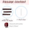 image:imageBABALAL Press on Nails  Almond Medium Fake Nails Glue on Blue French Tip Heart Print Rhinestone Bling Luxury False Nails 24Pcs Matte Valentines Manicure01A011blackred