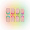 image:imageBABALAL Press on Nails  Almond Medium Fake Nails Glue on Blue French Tip Heart Print Rhinestone Bling Luxury False Nails 24Pcs Matte Valentines Manicure01A006colorful