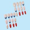image:imageBABALAL Press on Nails  Almond Medium Fake Nails Glue on Blue French Tip Heart Print Rhinestone Bling Luxury False Nails 24Pcs Matte Valentines Manicure01A019