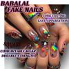 image:imageBABALAL Press on Nails  Almond Medium Fake Nails Glue on Blue French Tip Heart Print Rhinestone Bling Luxury False Nails 24Pcs Matte Valentines Manicure01A005rainbow