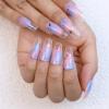 image:imageBABALAL Press on Nails  Almond Medium Fake Nails Glue on Blue French Tip Heart Print Rhinestone Bling Luxury False Nails 24Pcs Matte Valentines ManicureBlue  pink