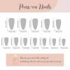 image:imageBABALAL Press on Nails  Almond Medium Fake Nails Glue on Blue French Tip Heart Print Rhinestone Bling Luxury False Nails 24Pcs Matte Valentines Manicure01A006