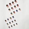 image:imageBABALAL Press on Nails  Almond Medium Fake Nails Glue on Blue French Tip Heart Print Rhinestone Bling Luxury False Nails 24Pcs Matte Valentines Manicure01A005rainbow