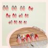 image:imageBABALAL Press on Nails  Almond Medium Fake Nails Glue on Blue French Tip Heart Print Rhinestone Bling Luxury False Nails 24Pcs Matte Valentines Manicure01A009