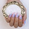 image:imageBABALAL Press on Nails  Almond Medium Fake Nails Glue on Blue French Tip Heart Print Rhinestone Bling Luxury False Nails 24Pcs Matte Valentines ManicureBlue  pink