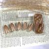 image:imageBABALAL Press on Nails  Almond Medium Fake Nails Glue on Blue French Tip Heart Print Rhinestone Bling Luxury False Nails 24Pcs Matte Valentines Manicure01A008gold