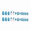image:imageBABALAL Press on Nails  Almond Medium Fake Nails Glue on Blue French Tip Heart Print Rhinestone Bling Luxury False Nails 24Pcs Matte Valentines Manicure01A021