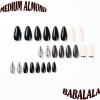 image:imageBABALAL Press on Nails Medium Fake Nails Almond Black Glue on Rhinestones Acrylic Stick on Nails 24Pcs Glossy Full Cover Nails for Women and Girls