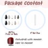 image:imageBABALAL Press on Nails Medium Fake Nails Almond Black Glue on Rhinestones Acrylic Stick on Nails 24Pcs Glossy Full Cover Nails for Women and Girls