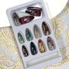 image:imageBABALAL Red Press on Nails Almond Medium Fake Nails Bling Glitter Stick on Bow Design Christmas Gift Acrylic Manicure 24Pcs Full Cover Glossy False NailsFNn0203