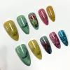 image:imageBABALAL Red Press on Nails Almond Medium Fake Nails Bling Glitter Stick on Bow Design Christmas Gift Acrylic Manicure 24Pcs Full Cover Glossy False NailsFNn0206