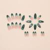 image:imageBABALAL Red Press on Nails Almond Medium Fake Nails Bling Glitter Stick on Bow Design Christmas Gift Acrylic Manicure 24Pcs Full Cover Glossy False NailsFNn03green