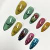 image:imageBABALAL Red Press on Nails Almond Medium Fake Nails Bling Glitter Stick on Bow Design Christmas Gift Acrylic Manicure 24Pcs Full Cover Glossy False NailsFNn0206