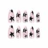 image:imageBABALAL Red Press on Nails Almond Medium Fake Nails Bling Glitter Stick on Bow Design Christmas Gift Acrylic Manicure 24Pcs Full Cover Glossy False NailsFNn01star
