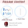 image:imageBABALAL Red Press on Nails Almond Medium Fake Nails Bling Glitter Stick on Bow Design Christmas Gift Acrylic Manicure 24Pcs Full Cover Glossy False NailsFNn05blue