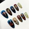 image:imageBABALAL Red Press on Nails Almond Medium Fake Nails Bling Glitter Stick on Bow Design Christmas Gift Acrylic Manicure 24Pcs Full Cover Glossy False NailsFNn0205