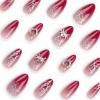 image:imageBABALAL Red Press on Nails Almond Medium Fake Nails Bling Glitter Stick on Bow Design Christmas Gift Acrylic Manicure 24Pcs Full Cover Glossy False NailsFNn06spider