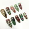 image:imageBABALAL Red Press on Nails Almond Medium Fake Nails Bling Glitter Stick on Bow Design Christmas Gift Acrylic Manicure 24Pcs Full Cover Glossy False NailsFNn0204