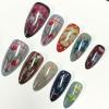 image:imageBABALAL Red Press on Nails Almond Medium Fake Nails Bling Glitter Stick on Bow Design Christmas Gift Acrylic Manicure 24Pcs Full Cover Glossy False NailsFNn0203