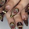 image:imageBABALAL Red Press on Nails Almond Medium Fake Nails Bling Glitter Stick on Bow Design Christmas Gift Acrylic Manicure 24Pcs Full Cover Glossy False NailsFNn01Brown
