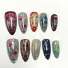 image:imageBABALAL Red Press on Nails Almond Medium Fake Nails Bling Glitter Stick on Bow Design Christmas Gift Acrylic Manicure 24Pcs Full Cover Glossy False NailsFNn0203