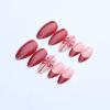 image:imageBABALAL Red Press on Nails Almond Medium Fake Nails Bling Glitter Stick on Bow Design Christmas Gift Acrylic Manicure 24Pcs Full Cover Glossy False NailsFNn21redbow