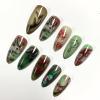 image:imageBABALAL Red Press on Nails Almond Medium Fake Nails Bling Glitter Stick on Bow Design Christmas Gift Acrylic Manicure 24Pcs Full Cover Glossy False NailsFNn0204