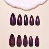 image:imageBABALAL Red Press on Nails Almond Medium Fake Nails Bling Glitter Stick on Bow Design Christmas Gift Acrylic Manicure 24Pcs Full Cover Glossy False NailsFNn01purple