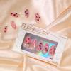 image:imageBABALAL Valentines Day Press on Nails Medium Almond Fake Nails Pink Glitter Glue on Nails 3D Heart Love Charm Design Acrylic Nails 24Pcs Stiletto Rhinestone Cute False Nails for Women and Girls