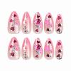 image:imageBABALAL Valentines Day Press on Nails Medium Almond Fake Nails Pink Glitter Glue on Nails 3D Heart Love Charm Design Acrylic Nails 24Pcs Stiletto Rhinestone Cute False Nails for Women and Girls