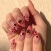 image:imageBABALAL Valentines Day Press on Nails Medium Almond Fake Nails Pink Glitter Glue on Nails 3D Heart Love Charm Design Acrylic Nails 24Pcs Stiletto Rhinestone Cute False Nails for Women and Girls