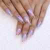 image:imageBABALAL Press on Nails  Almond Medium Fake Nails Glue on Blue French Tip Heart Print Rhinestone Bling Luxury False Nails 24Pcs Matte Valentines ManicureBlue  pink