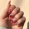 image:imageBABALAL Valentines Day Press on Nails Medium Almond Fake Nails Pink Glitter Glue on Nails 3D Heart Love Charm Design Acrylic Nails 24Pcs Stiletto Rhinestone Cute False Nails for Women and Girls