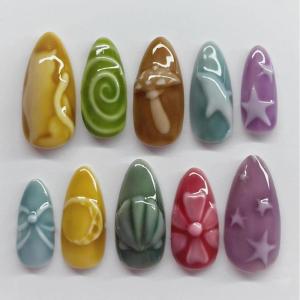 image:imageBABALAL Red Press on Nails Almond Medium Fake Nails Bling Glitter Stick on Bow Design Christmas Gift Acrylic Manicure 24Pcs Full Cover Glossy False NailsFNn0207