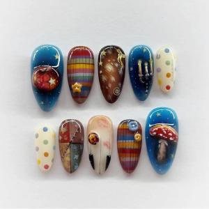 image:imageBABALAL Red Press on Nails Almond Medium Fake Nails Bling Glitter Stick on Bow Design Christmas Gift Acrylic Manicure 24Pcs Full Cover Glossy False NailsFNn0205