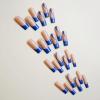 image:imageBABALAL Press on Nails Long Square Fake Nails Purple French Tip Glue ons 3d Texture Flower Handmade Design Supplies Diy Art 24Pcs XL Glossy Acrylic False NailsFnm13blue