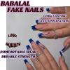 image:imageBABALAL Press on Nails Long Square Fake Nails Purple French Tip Glue ons 3d Texture Flower Handmade Design Supplies Diy Art 24Pcs XL Glossy Acrylic False NailsFnm13blue