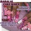 image:imageBABALAL Press on Nails Long Square Fake Nails Purple French Tip Glue ons 3d Texture Flower Handmade Design Supplies Diy Art 24Pcs XL Glossy Acrylic False NailsFnm07strawberry