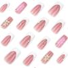 image:imageBABALAL Press on Nails Long Square Fake Nails Purple French Tip Glue ons 3d Texture Flower Handmade Design Supplies Diy Art 24Pcs XL Glossy Acrylic False NailsFnm0304