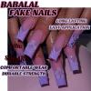 image:imageBABALAL Press on Nails Long Square Fake Nails Purple French Tip Glue ons 3d Texture Flower Handmade Design Supplies Diy Art 24Pcs XL Glossy Acrylic False NailsFnm06purple