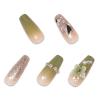 image:imageBABALAL Long Square Press on Nails Burgundy Red French Tip Leopard Cheetah Design 3d Cherry Handmade Manicure Acrylic False Nails 24Pcs with Bow CharmFna102green