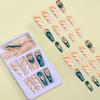 image:imageBABALAL Long Square Press on Nails Burgundy Red French Tip Leopard Cheetah Design 3d Cherry Handmade Manicure Acrylic False Nails 24Pcs with Bow CharmFna107green