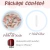 image:imageBABALAL Long Square Press on Nails Burgundy Red French Tip Leopard Cheetah Design 3d Cherry Handmade Manicure Acrylic False Nails 24Pcs with Bow CharmFna102flower