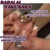 image:imageBABALAL Polka Dot Press on Nails Short Square Fake Nails  Brown Green Blue 3D Design Cat Eye Bling Y2k Anime Plaid Acrylic 24Pcs False NailsFNr12brown