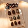 image:imageBABALAL Polka Dot Press on Nails Short Square Fake Nails  Brown Green Blue 3D Design Cat Eye Bling Y2k Anime Plaid Acrylic 24Pcs False NailsFNr13anime
