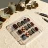 image:imageBABALAL Polka Dot Press on Nails Short Square Fake Nails  Brown Green Blue 3D Design Cat Eye Bling Y2k Anime Plaid Acrylic 24Pcs False NailsFNr13anime